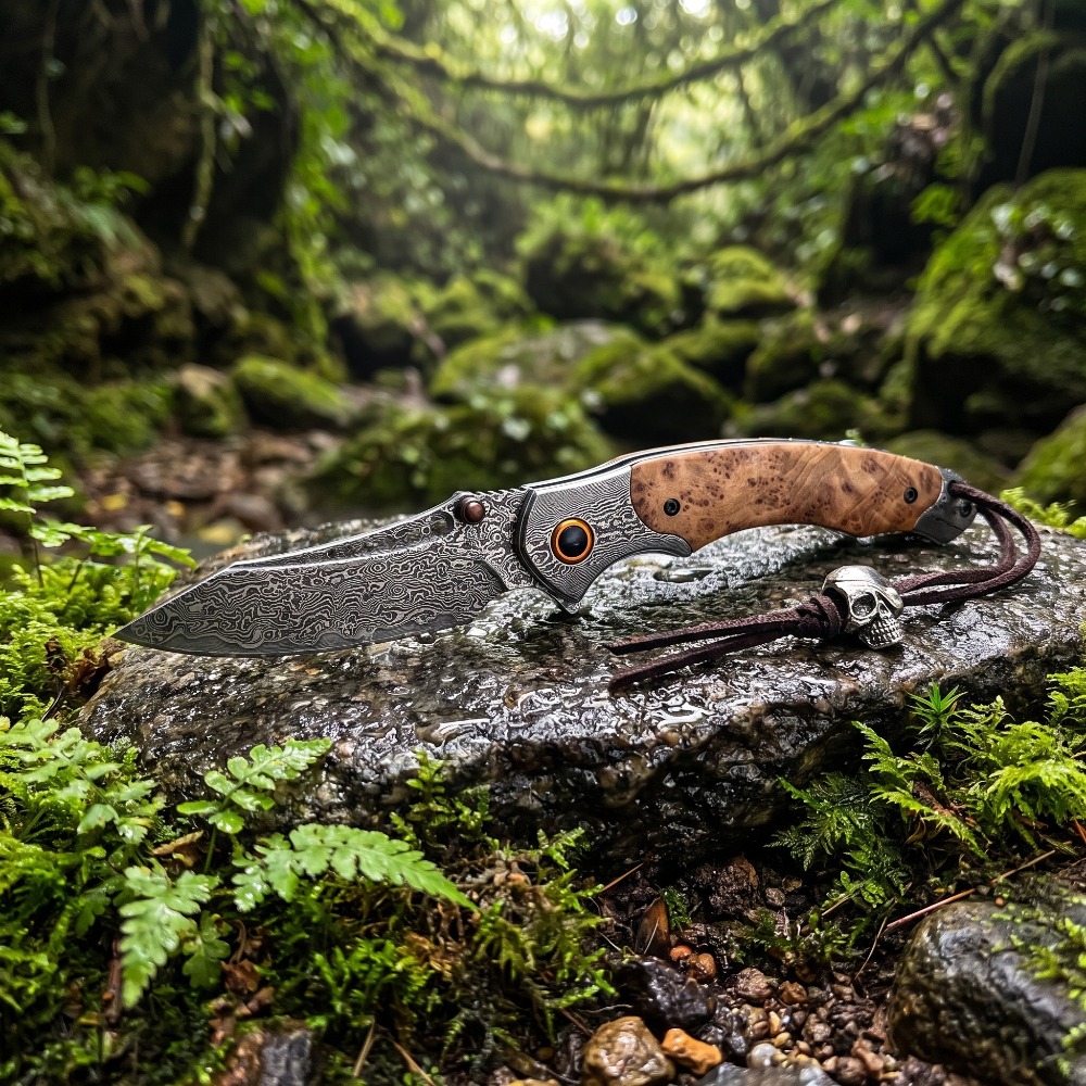 Vintage Collectible Pocket Knives - High Hardness Damascus Pattern Folding Knife