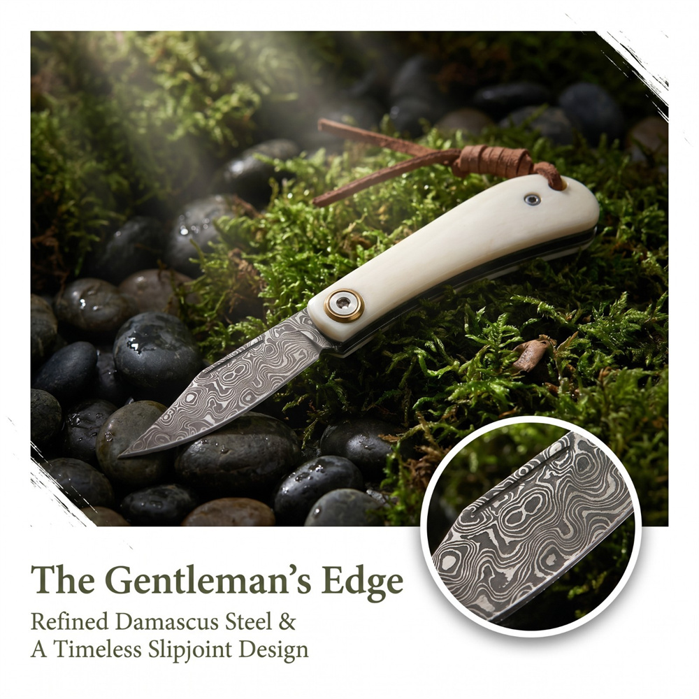 Compact Vintage EDC Damascus F - đánh giá và giá Vintage Collectible Pocket Knives